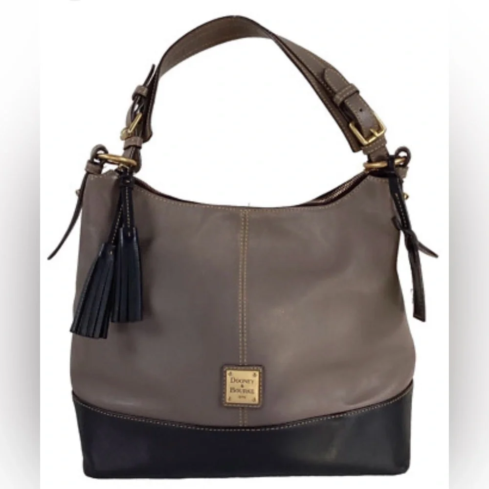 Dooney & Bourke Tan and Black Color block Sophie Hobo Bag